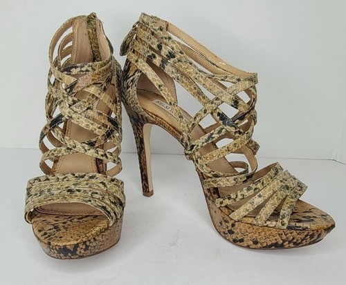 Kelsi Dagger Sydney Womens Size 8M Stillettos Caged Heels Shoes Leather Snake - Picture 2 of 8