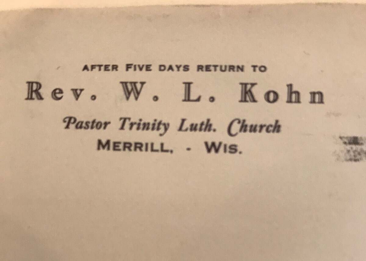 Lot Of 3 Covers 1927 Lutheran Church Pastors Wisconsin Merrill And