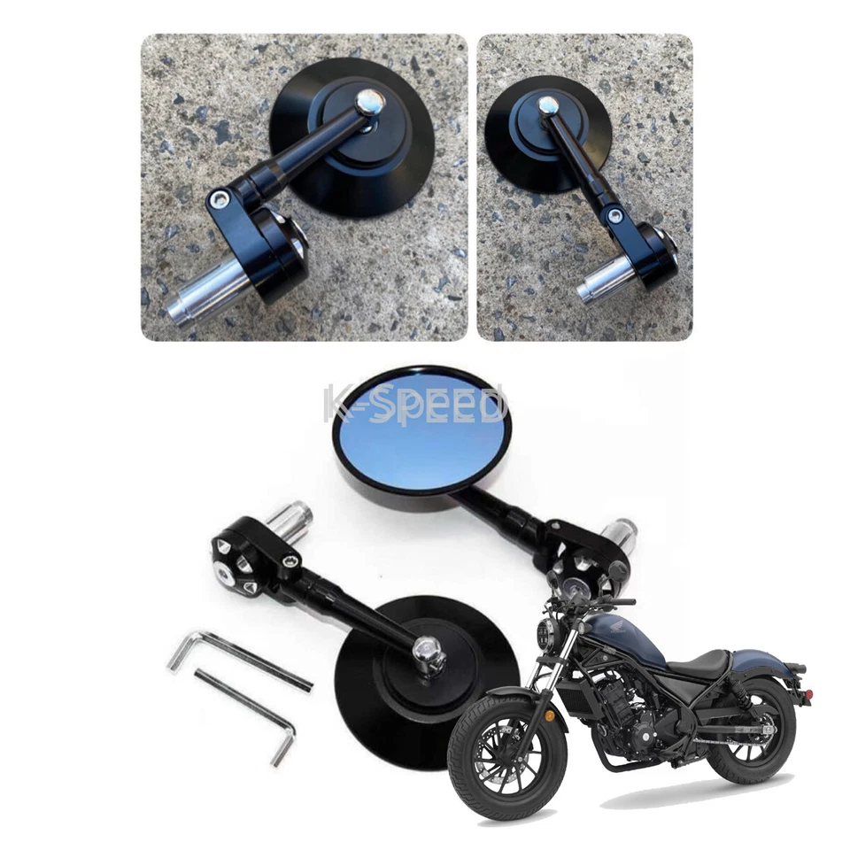 Handlebar End Rear view Side Mirror V1 For Honda Rebel 300 500 CMX 2017 - 2022 - Imagem 2 de 3
