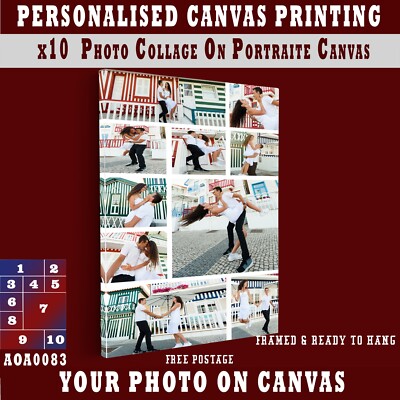 Personalisiertes Foto auf Leinwand individuell x10 Collage PORTRAIT Leinwand (20x40'') 18mm
