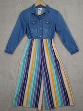 Bonnie Jean Girls' Boho Denim Jumpsuit Wide Leg size 16 Retro Hippie