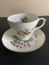 VINTAGE DUCHESS Tea Cup & Saucer Bird & Berries Design FINE Bone China England