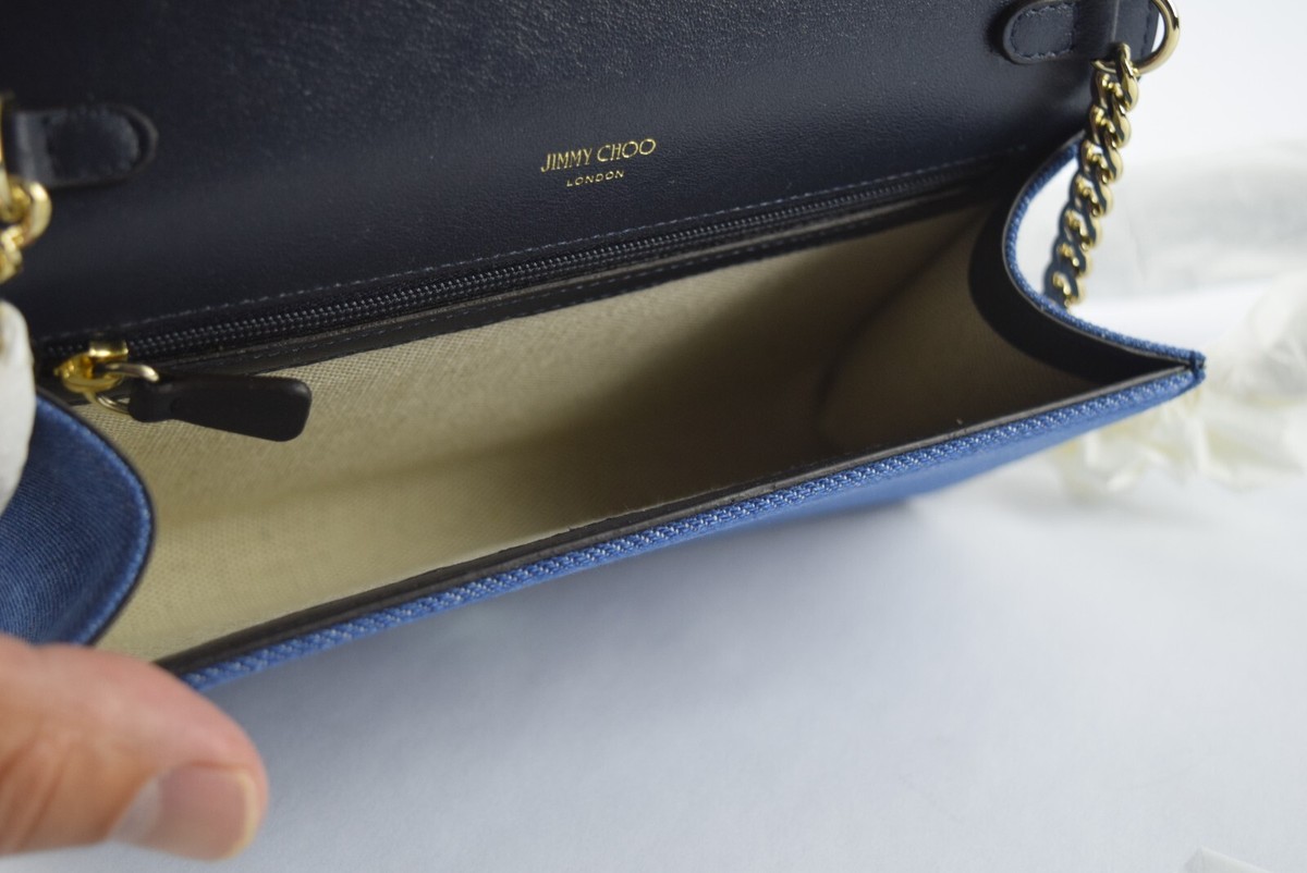 NWT Authentic JIMMY CHOO Sonia Denim Leather Bag Emboss