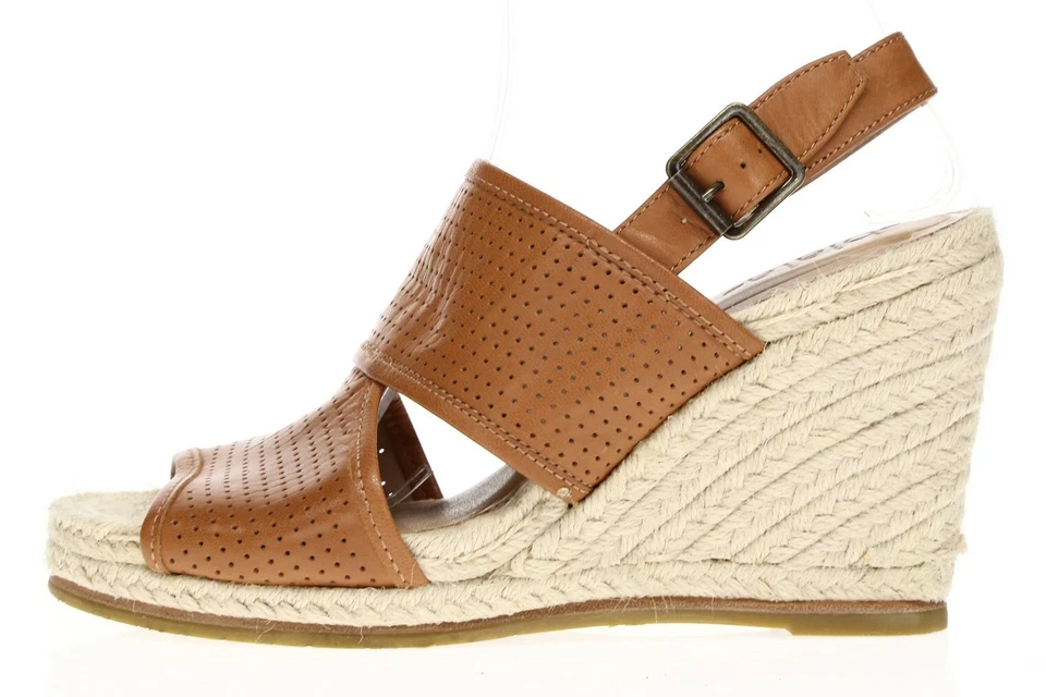 Biala Womens Brown Leather Slingback High Wedges Sandal Size US 9 EU 40 New - Image 2 of 4