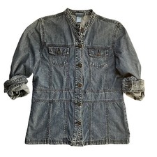 Classic Elements Denim Shacket Womens S Blue Jean Long Sleeve Button Down Jacket