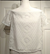 Lilly Pulitzer Sz: M Resort Off Shoulder White Mansi Lace Crop Top Lined Crochet