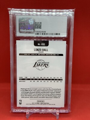 2017-18 Panini NBA Hoops Platinum #252 Lonzo Ball Lakers RC Rookie