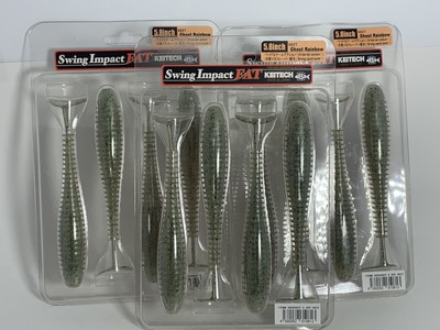 Lot of 3 Keitech Swing Impact Fat 5.8'' Swimbaits Ghost Rainbow Swim Fishing Bait