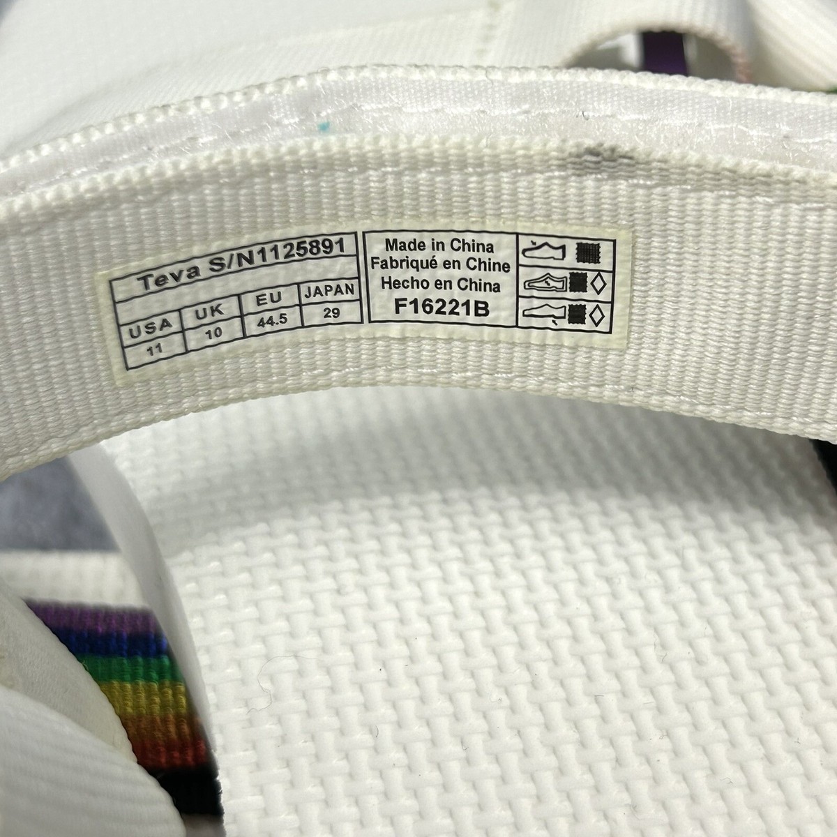 New Men\'s Teva Universal Rainbow Water Strap Sandal F16221B White Size 12 Teva Original Universal Rainbow Pride White Ankle Strap  main image 4