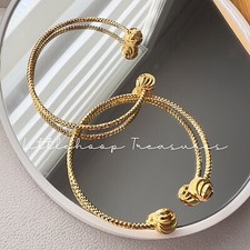2Pcs Women Gold Filled Bangles  Adjustable Bangles 18K Gold Filled Bracelet