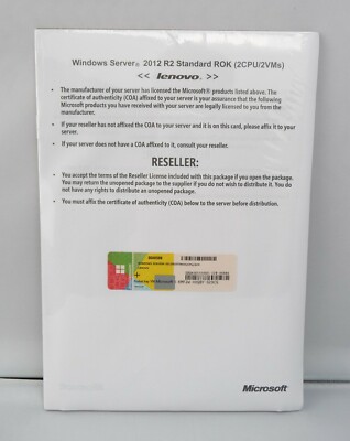 Microsoft Windows Server 2012 R2 Standard - Lenovo-ROK - 2CPU/2VM - mit DVD -NEU