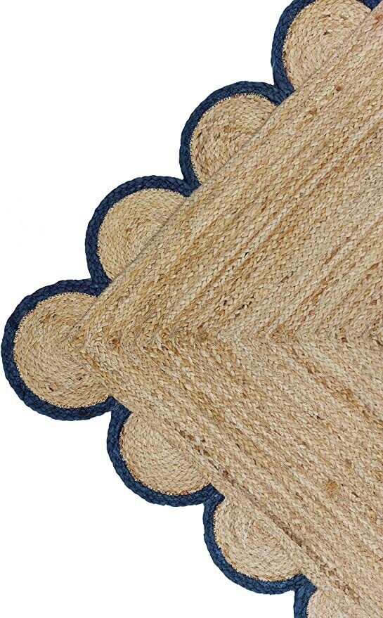 Rug Scallop Hallway Carpet 100 Natural Jute Hand Braided Farmhouse