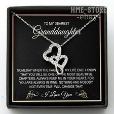 To My Granddaughter Necklace Double Heart I Love You Grandkid Birthday Gift Girl