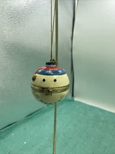 Snowman Round Head Hinged Trinket Box  Ceramic  Christmas Tree Ornament