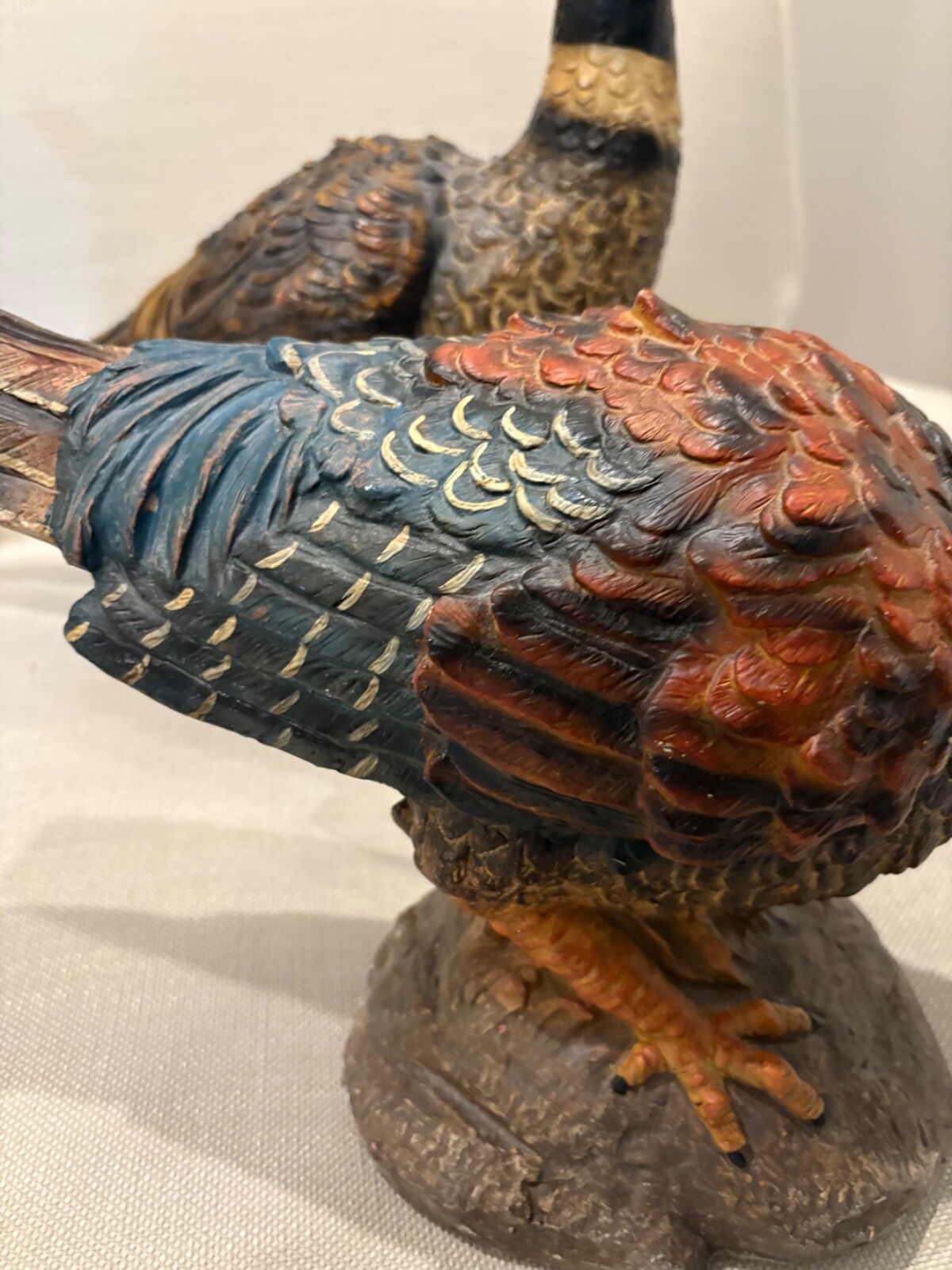 vtg pair of handpainted pheasant figurine 21x13"