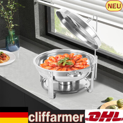 7.5L Rund Warmhaltebehälter Party Buffet Chafing Dish Edelstahl Speisenwärmer