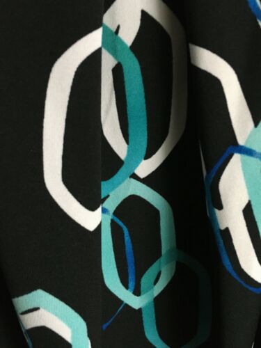 Wrapper Knit Pleated Top Women's Size Small Black Turquoise Pull over Career A4 - Picture 4 of 6