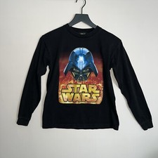 Vintage 90's Youth Star Wars Long Sleeve Puff Print T-Shirt Black Size Medium