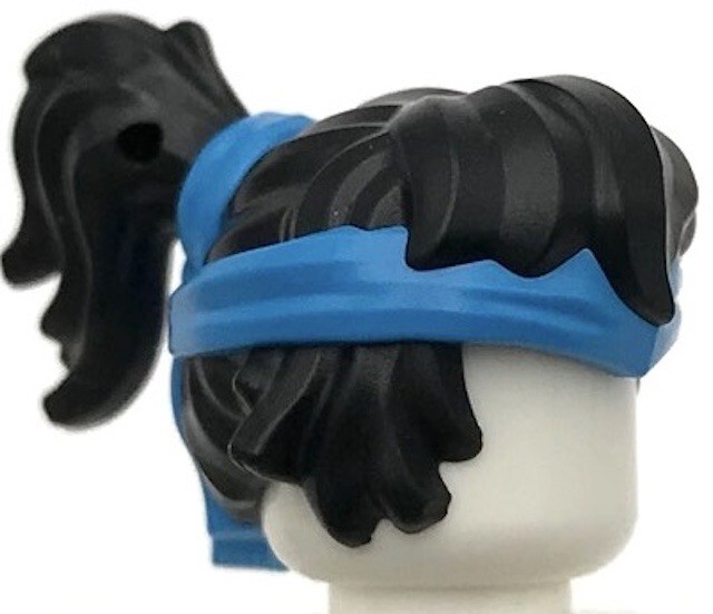 Lego New Black Minifigure Hair Female with Ponytail Dark Azure