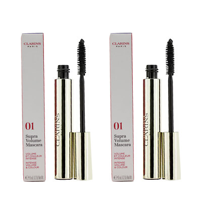 Clarins Supra Volume Mascara 01 Intense Black, Double Volume Effect 0.2oz - 2 PK
