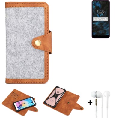 Schutz-Hülle + Kopfhörer für BQ Mobile BQ-6353L Joy Handy-Hülle, hellgrau