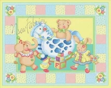 Mary Engelbreit Fabric Quilt Panel Baby TOY Cuties XLG  Stuffed Bear Bunny BTP