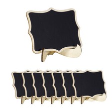 8pcs Wood Mini Chalkboard Signs Tags with Base Stands for Message Board Signs
