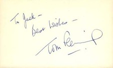 Tom Fergus Signed Auto 3x5 Index Card Over the Edge