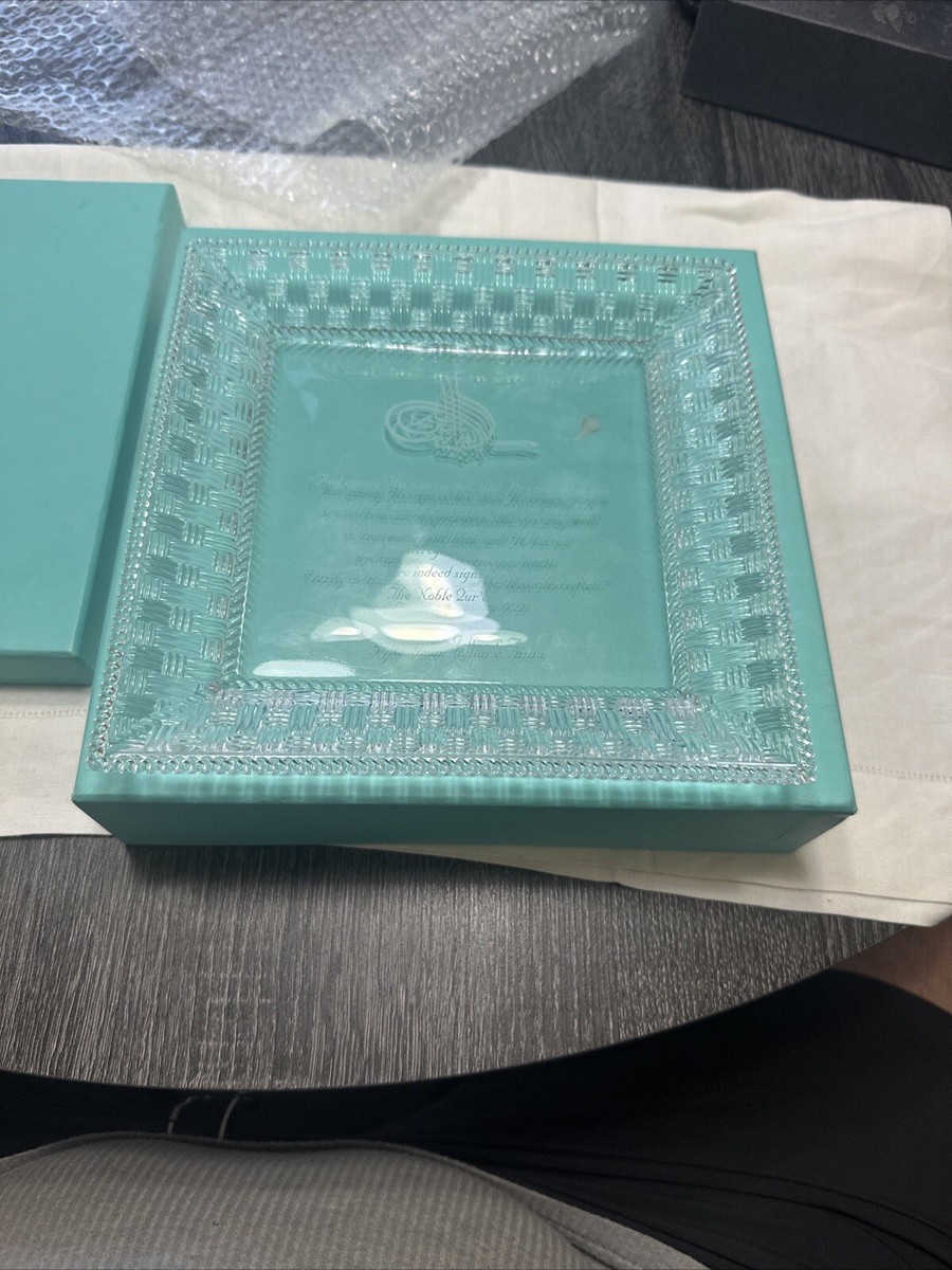 Tiffany & Co. Crystal Woven Square Basket Weave Plate Platter 8