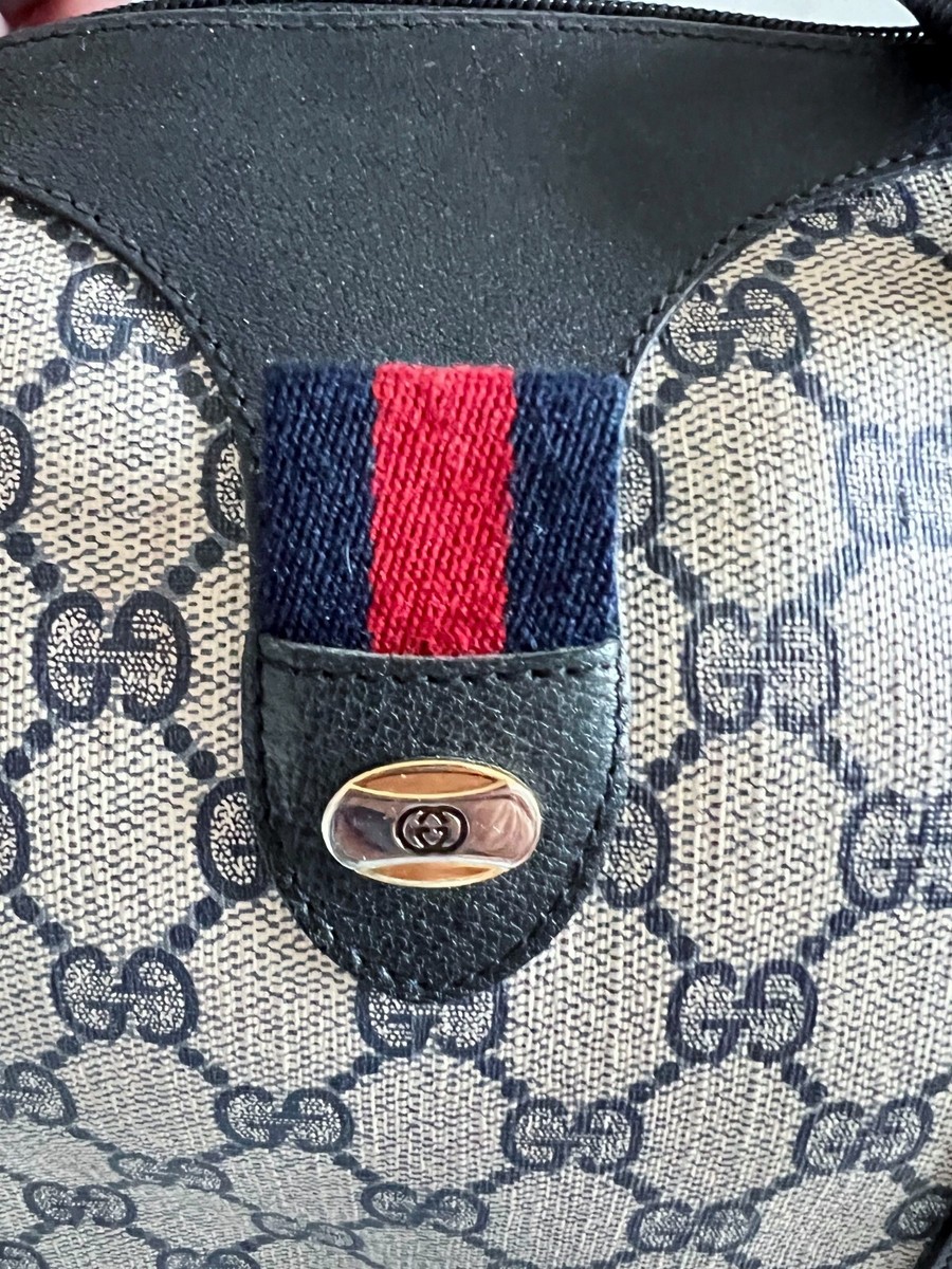 Authentic Vintage GUCCI Navy Boston - Speedy - Sherry - GG