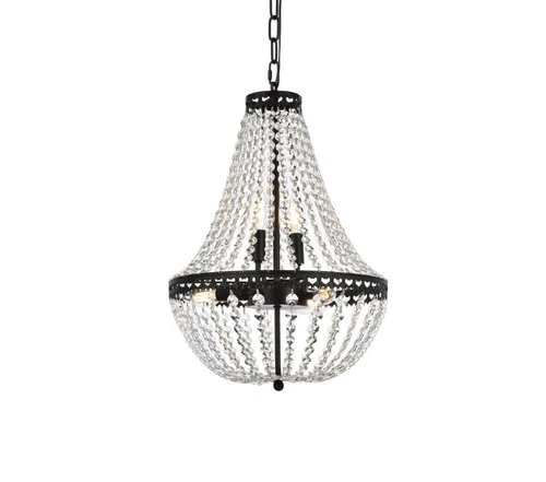 Black Crystal Pendant 5 Light Kitchen Living Dining Room Chandelier Fixture 14in - Picture 3 of 9
