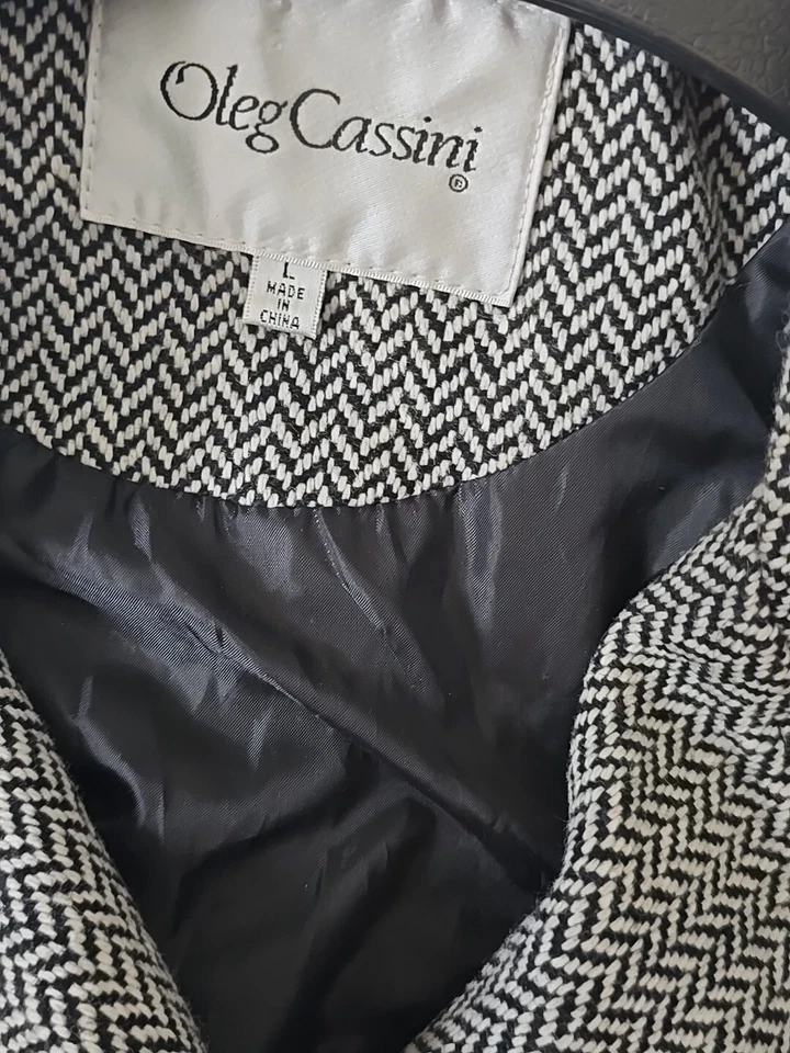 Gabardina Oleg Cassini Doble Pecho Mezcla Lana Talla Grande Foto 3 de 4