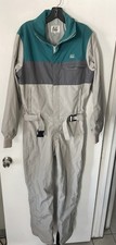 Vintage Nils Snowsuit One Piece Medium Gray Turquoise Made USA Ski Suit Unisex