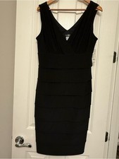 NWT Bisou Bisou Black Tiered Cockatil Dress 16W