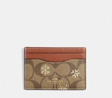NWT Coach CF337 Card Case In Signature Canvas Leather with Snowflake Print