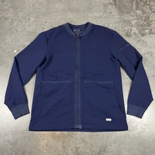 Figs Jacket Mens Medium Blue Full Zip Scrubs Stretch Comfort Preowned