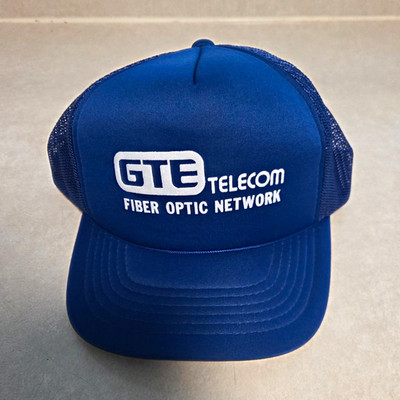 Vintage GTE Telecom Fiber Optic Network Mesh Trucker Hat Royal Blue Snapback Cap
