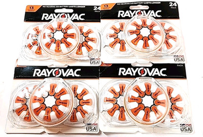 LOT OF 4 PACKS 24ct Rayovac Size 13 Hearing Aid Batteries Battery Sets 1.45v NEW