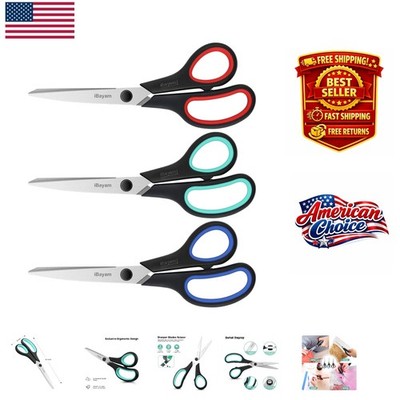 3 Pairs of  8'' Heavy Duty Scissors with Ultra Sharp Blades & Comfort Grip