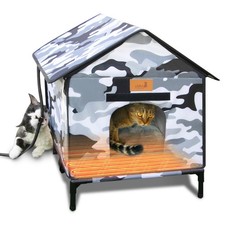 Lofkd Heated Cat House for Outdoor Use Weatherproof with Elevated Base, Stray...