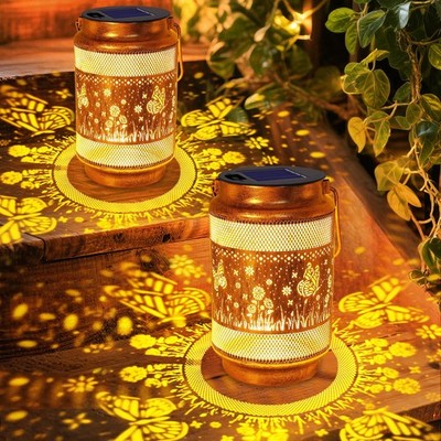 2 Pack Butterfly Solar Lanterns Outdoor Waterproof Garden Decor, Gifts for Mo...