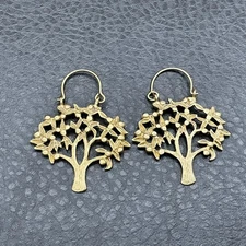 Tree of Life Dangle Earrings Gold Tone Cutout Boho Floral Drop Women Jewelry