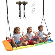 60" Rectangle Platform Tree Swing 800lb with Hanging Straps Rainbow Kids Adults