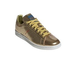 Adidas Stan Smith Boys Size 4 Gold/White/Blue Casual Sneakers