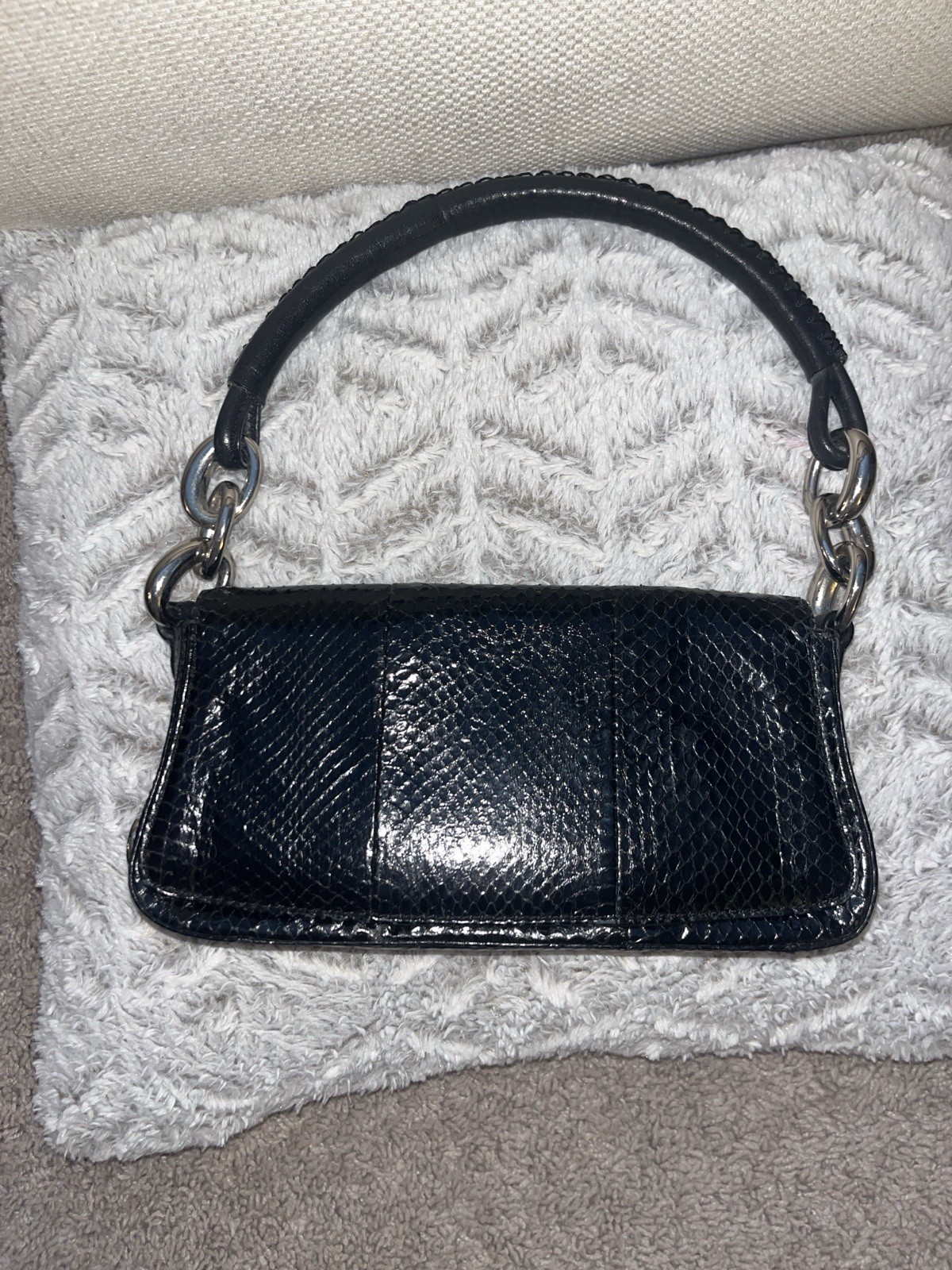 Escada Black Python Embossed Leather Mini Shoulde… - image 1