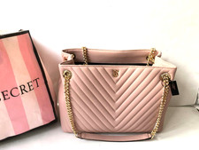Victoria  s Secret V Quilt Chain Strap Shoulder Bag Tote Bag Pink NWT