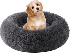 Small round Dog Bed, Cat Beds for Indoor Cats, Calming Anti-Anxiety Donut Bed fo