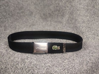 LACOSTE | Vintage Black Leather Skinny Belt Silver Tone Alligator Buckle Classic Vintage 90 main image 4