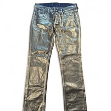 Ralph Lauren Purple Label Women  s Gold Foil Denim Cotton Jeans Size 29x27.5