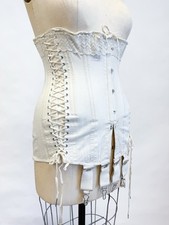 Antique 1910s Edwardian Warners Maternity Corset Double Boning Cotton No. F116